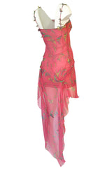 c1995-1997 Gianni Versace Couture Silk Chiffon Butterfly & Crystal Dress