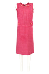 Spring 1961 Christian Dior Demi-Couture Pink Linen & Silk Dress Suit