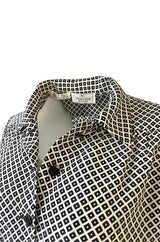 Chic 1980s Valentino Boutique Graphic Black & White Silk Top