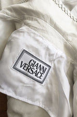 Spring 2002 Gianni Versace Butter Soft Fringe Ivory Leather Jacket