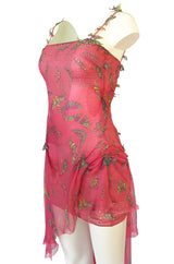 c1995-1997 Gianni Versace Couture Silk Chiffon Butterfly & Crystal Dress