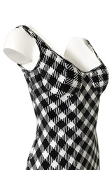 1995 Christian Dior by Gianfranco Ferre Runway Graphic B&W Dress