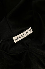 1970s Halston Easy to Wear Black Jersey Slip On Caftan Dress