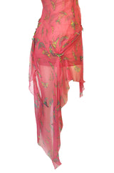 c1995-1997 Gianni Versace Couture Silk Chiffon Butterfly & Crystal Dress