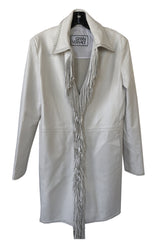 Spring 2002 Gianni Versace Butter Soft Fringe Ivory Leather Jacket