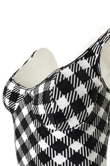 1995 Christian Dior by Gianfranco Ferre Runway Graphic B&W Dress