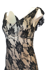 2000s John Galliano Spanish Feeling Tiered Lace Bias Cut Dress