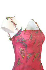 c1995-1997 Gianni Versace Couture Silk Chiffon Butterfly & Crystal Dress