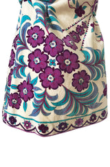 1960s Emilio Pucci Floral Printed Terry Cloth Velour Micro Mini Dress