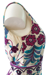 1960s Emilio Pucci Floral Printed Terry Cloth Velour Micro Mini Dress