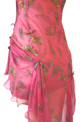 c1995-1997 Gianni Versace Couture Silk Chiffon Butterfly & Crystal Dress