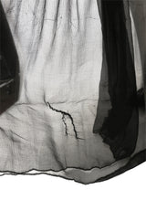 Fall 1987 Yves Saint Laurent Fitted Black Velvet & Sheer Silk Chiffon Dress