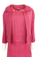 Spring 1961 Christian Dior Demi-Couture Pink Linen & Silk Dress Suit