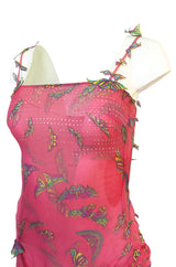 c1995-1997 Gianni Versace Couture Silk Chiffon Butterfly & Crystal Dress