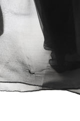 Fall 1987 Yves Saint Laurent Fitted Black Velvet & Sheer Silk Chiffon Dress