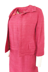 Spring 1961 Christian Dior Demi-Couture Pink Linen & Silk Dress Suit