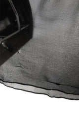 Fall 1987 Yves Saint Laurent Fitted Black Velvet & Sheer Silk Chiffon Dress