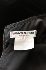 Fall 1987 Yves Saint Laurent Fitted Black Velvet & Sheer Silk Chiffon Dress