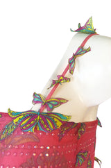 c1995-1997 Gianni Versace Couture Silk Chiffon Butterfly & Crystal Dress