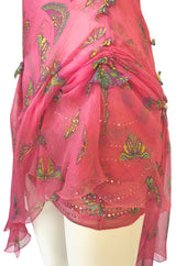 c1995-1997 Gianni Versace Couture Silk Chiffon Butterfly & Crystal Dress