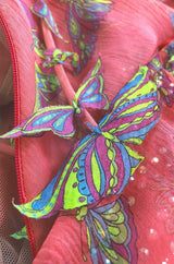 c1995-1997 Gianni Versace Couture Silk Chiffon Butterfly & Crystal Dress