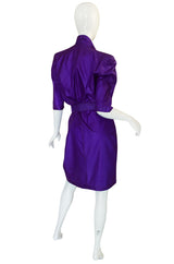 1980s Purple Parachute Silk Thierry Mugler Wrap Dress