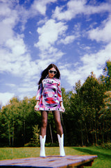 Iconic 1960s Emilio Pucci Pink Print Velvet Pant & Tunic/Dress Set