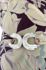 Rare Dated 1934 Bias Cut Soft Purple and Ivory Floral Print Silk Dress & Jacket w MOP Belt