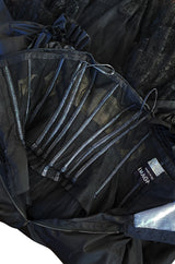 Important Fall 1959 Christian Dior by YSL Couture Black Silk Tafetta & Chantilly Lace Dress w Pouf Sleeves