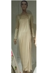 1970s Bill Gibb Museum Held Black Liquid Jersey Dress w MOP Buttons & Extensive Beading