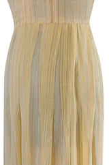 Spring 1976 Christian Dior by Marc Bohan Couture Metallic Gold Striped Silk Chiffon Dress & Jacket