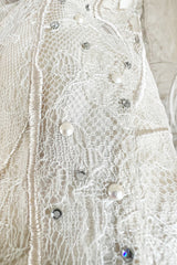 Documented Fall 1984 Emanuel Ungaro Haute Couture Silver Velvet Dress & Feather Jacket