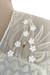 Important 1972 Zandra Rhodes Hand Painted 'Butterfly' Kimono Sleeve Dress w Lily Print & Original Petticoat