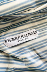 1998 Balmain by Oscar de la Renta Haute Couture Striped Silk Evening Coat Dress & Pant Set