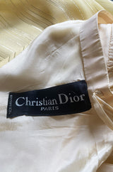Spring 1976 Christian Dior by Marc Bohan Couture Metallic Gold Striped Silk Chiffon Dress & Jacket