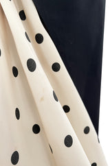 Well Documented Spring 1988 Valentino Haute Couture Silk Dress w Sweeping Dotted Train & Flower