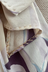 Rare Dated 1934 Bias Cut Soft Purple and Ivory Floral Print Silk Dress & Jacket w MOP Belt