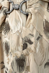 Rare & Beautiful 1920s E. L. Mayer Pale Gold Silk Flapper Dress w Lame & Rhinestone Detailing