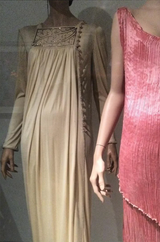 1970s Bill Gibb Museum Held Black Liquid Jersey Dress w MOP Buttons & Extensive Beading