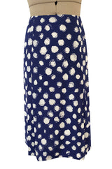 Spring 1977 Chanel Haute Couture Blue & White Silk Suit w Removable Collar