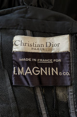 Important Fall 1959 Christian Dior by YSL Couture Black Silk Tafetta & Chantilly Lace Dress w Pouf Sleeves