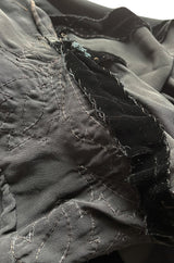 Rare 1920s 1930s Unlabeled Silk Velvet Dress w Rhinestones & Matching Open Shoulder Jacket