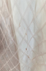 1930s Unlabeled Deep Blush Silk Ribbon Organza Dress w Slip & Floral Belt