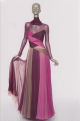 Incredible 1980s Valentino Haute Couture Pale Blue Silk Chiffon Dress w Elaborate Gathered Bodice