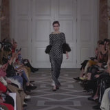 Gorgeous Fall 2019 Huishan Zhang Runway Black & Silver Sequin Dress w Feather Sleeves
