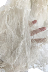 Important 1972 Zandra Rhodes Hand Painted 'Butterfly' Kimono Sleeve Dress w Lily Print & Original Petticoat