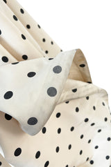 Well Documented Spring 1988 Valentino Haute Couture Silk Dress w Sweeping Dotted Train & Flower