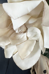 Well Documented Spring 1988 Valentino Haute Couture Silk Dress w Sweeping Dotted Train & Flower