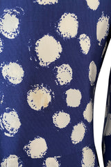 Spring 1977 Chanel Haute Couture Blue & White Silk Suit w Removable Collar
