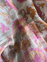 Rare 1968-71 Thea Porter Couture Unlabeled Silk Organza & Brocade Gipsy Dress w Balloon Sleeves